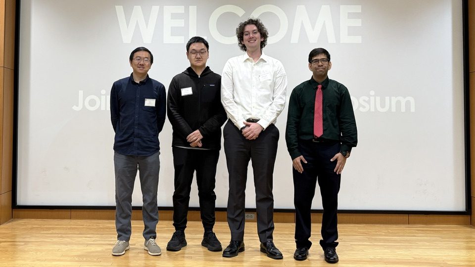 Yiqian Zhang, second from left, with Assistant Professor Andy Ni and fellow poster honorees at the 2026 Joint Biostatistics Symposium